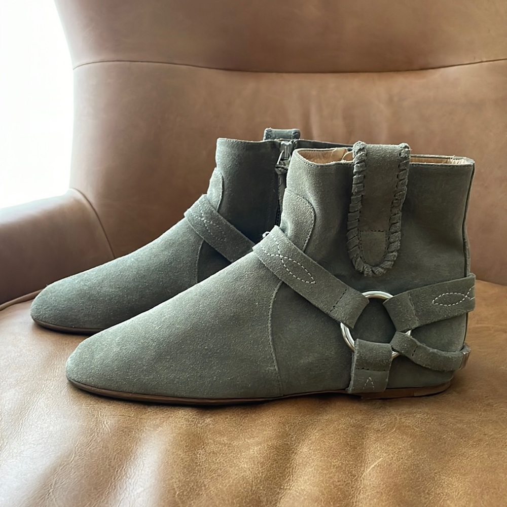 Isabel Marant Etoile Ralph Gaucho Sage Suede Ankle Boots Size EU 37 (US 7)